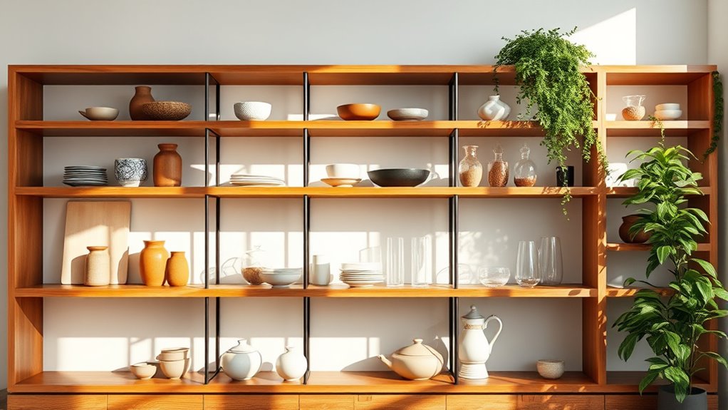 balanced decorative shelf arrangement