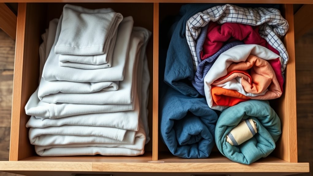 folding or rolling clothes