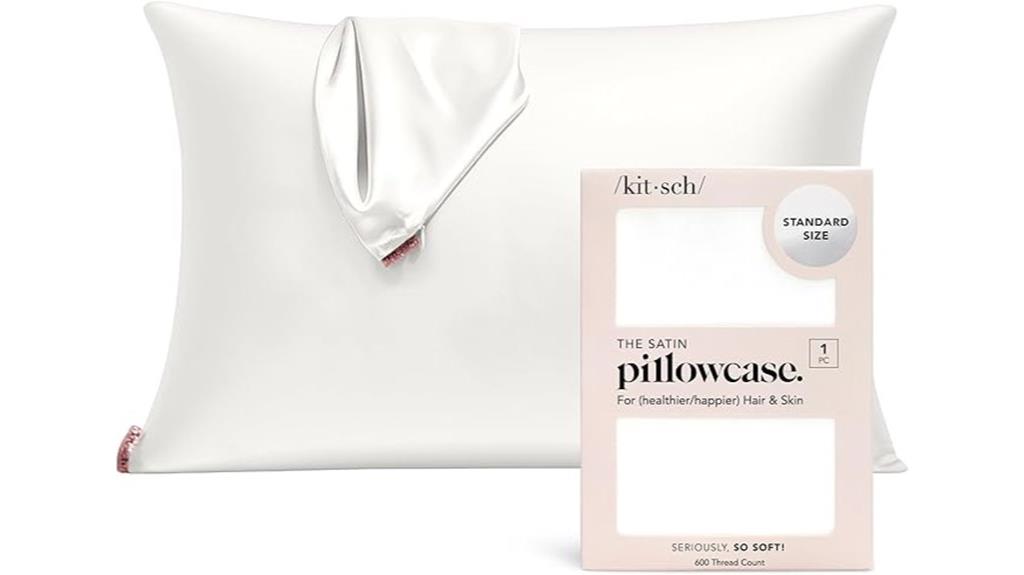 ivory satin pillowcase with zipper