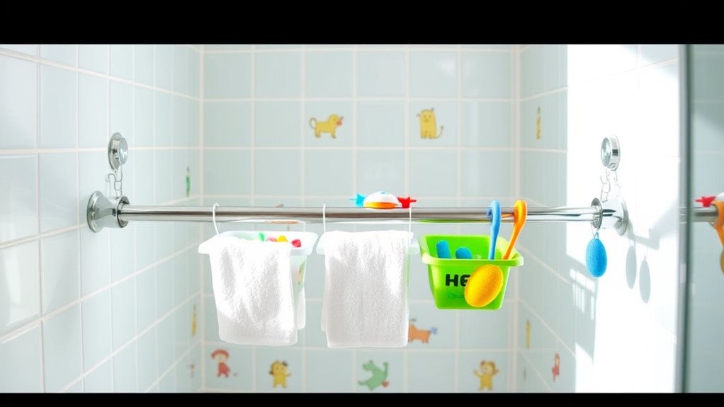 kids bathroom towel organization