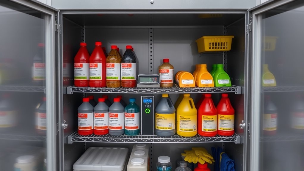 maintain consistent chemical storage conditions