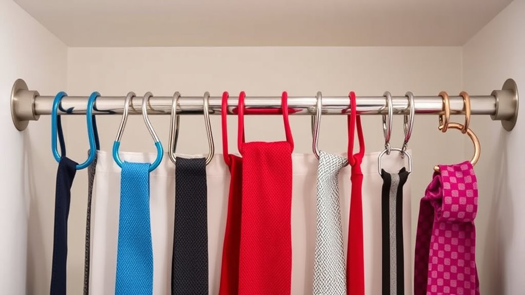 organize accessories with shower rings