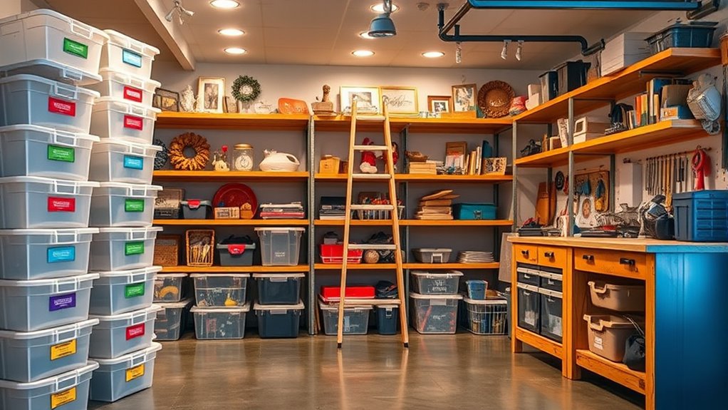 organize basement attic storage