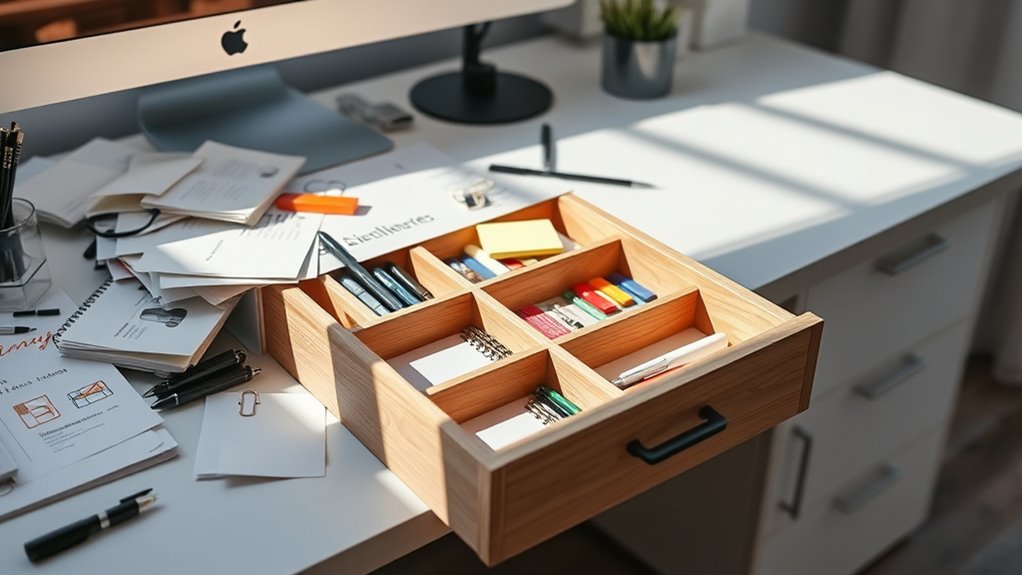 organize desk with dividers