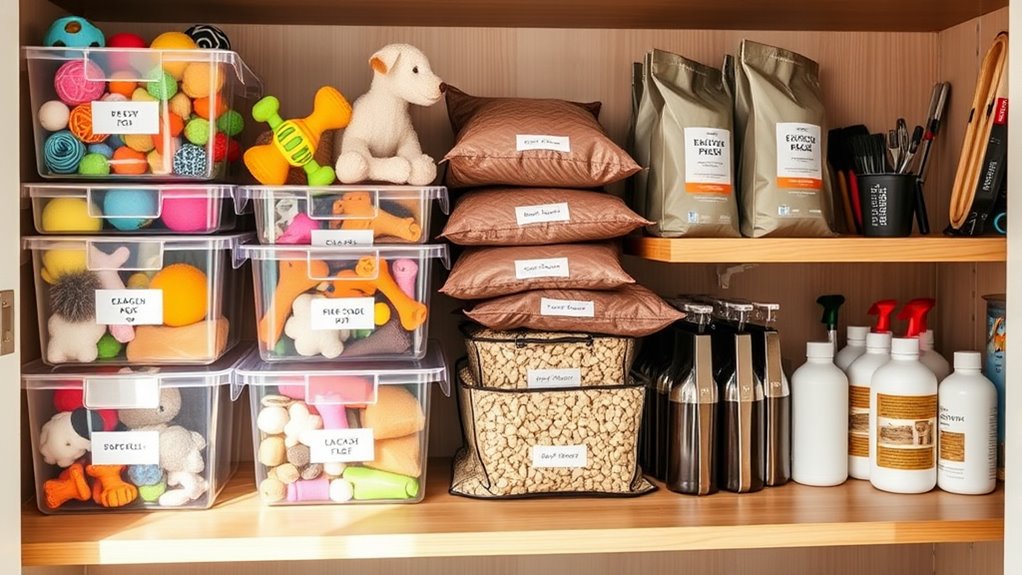 organize pet supplies efficiently