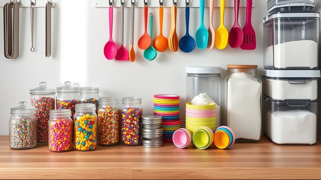 organized baking supplies storage