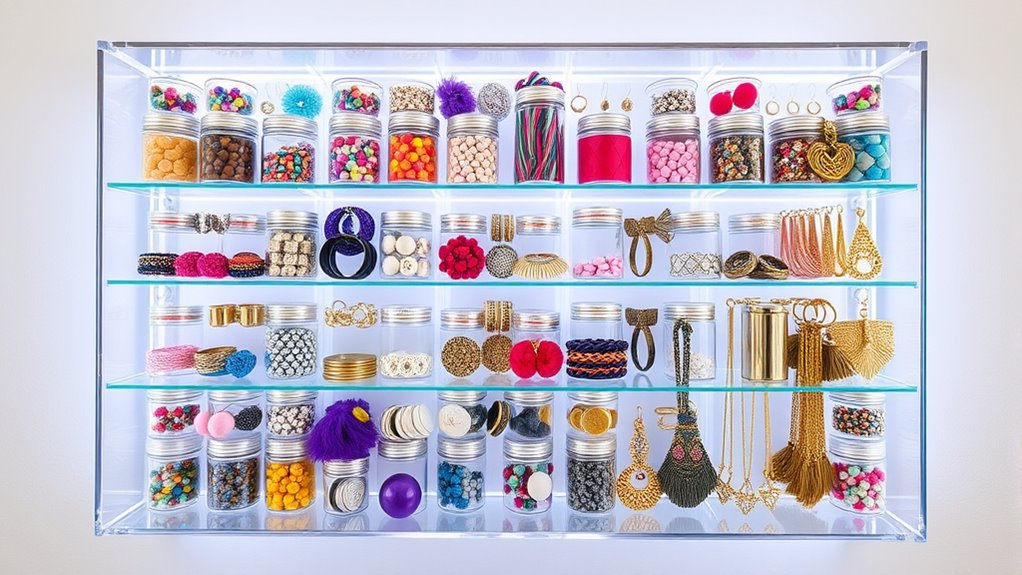 organized jewelry in small containers
