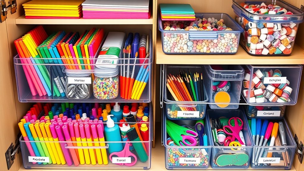 organized kids craft supplies
