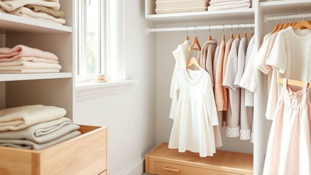 organized minimal kids closet