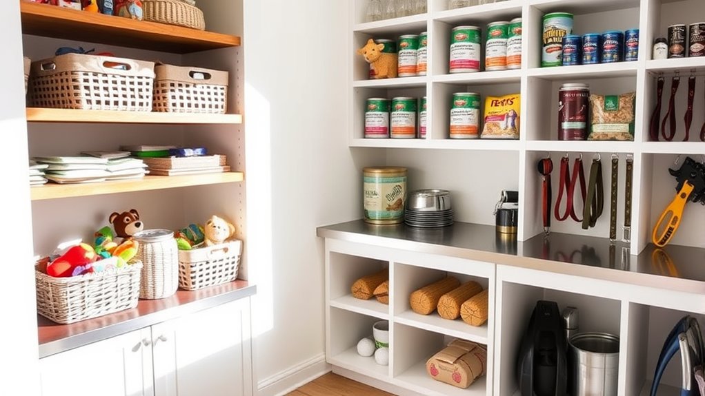 organized pet supply zones