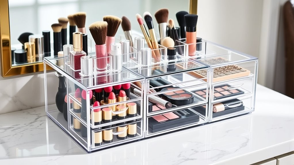 organized visible makeup storage