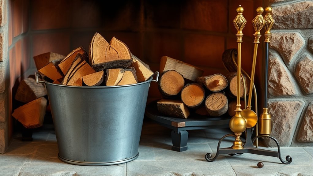 stylish organized fireside setup