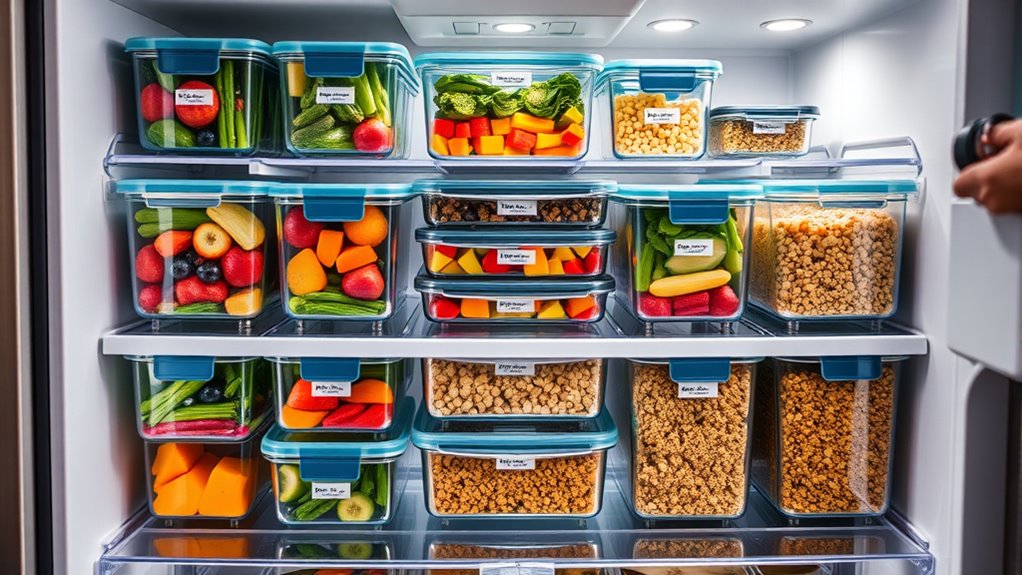 use clear labeled containers