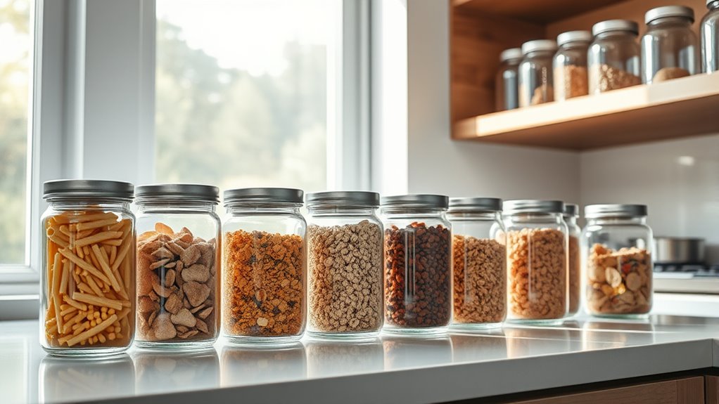 use transparent labeled containers