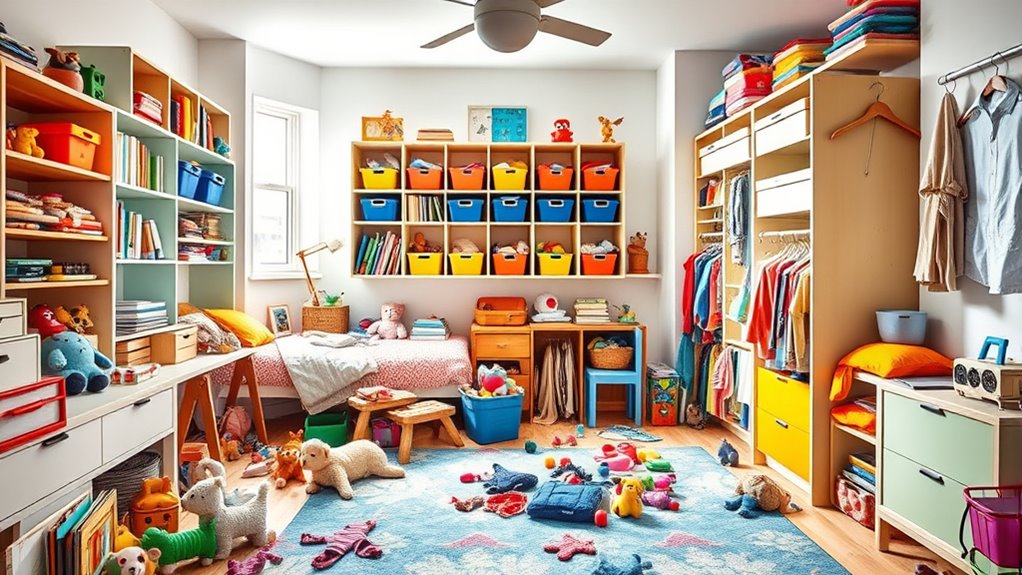 wall mounted shelves organize toys