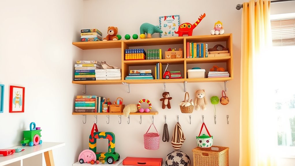 wall shelves and hooks