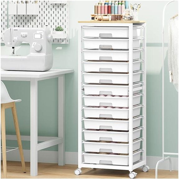 Rolling Cart with Drawers 12-Drawer Classroom Storage