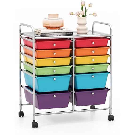 GOFLAME 12-Drawer Rolling Storage Cart with Lockable Casters