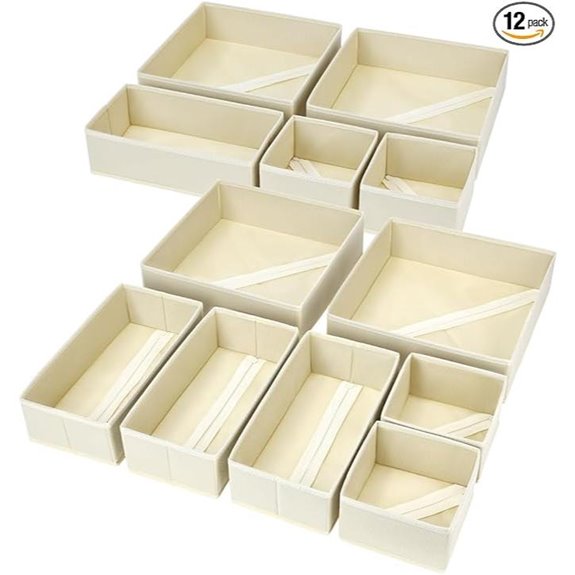 DIMJ 12 Pack Drawer Organizer Closet Storage Bins