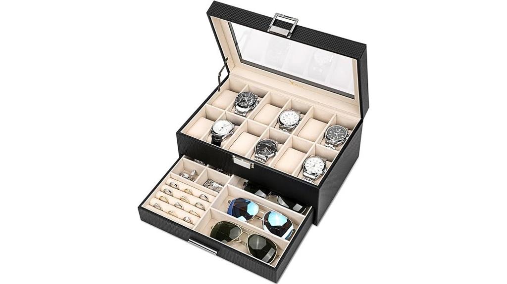 12 slot glass jewelry box