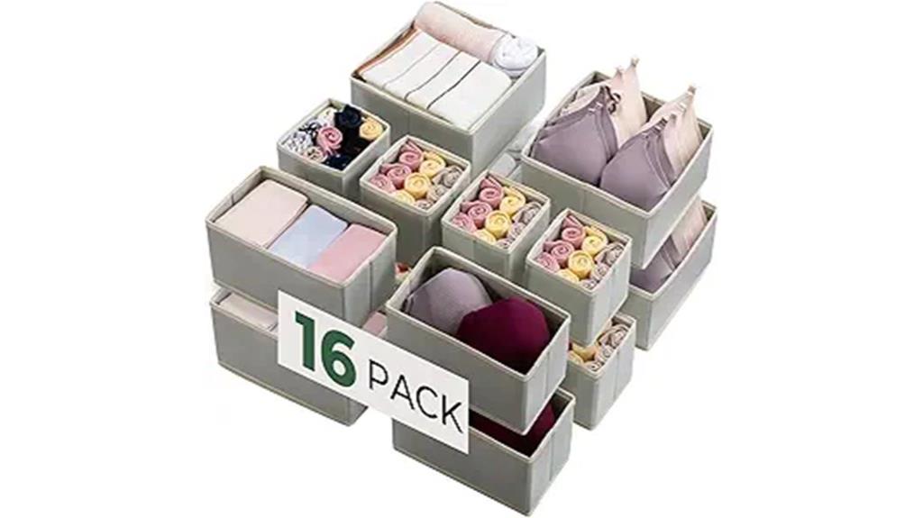 16 piece clothing drawer organizers