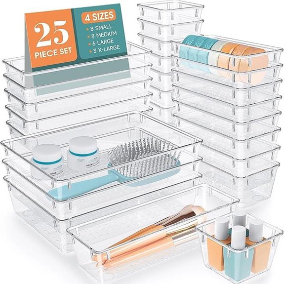 WOWBOX 25-Piece Plastic Drawer Organizer Set