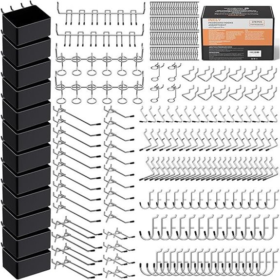 INCLY 278PCS Pegboard Organizer Kit with Hooks and Bins