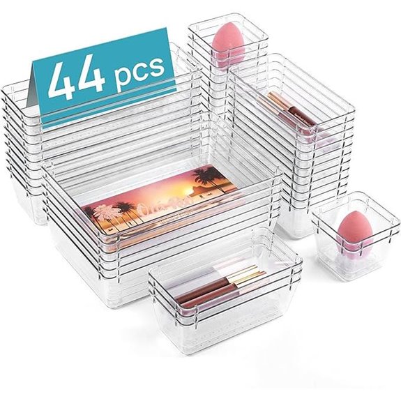 Vtopmart 44 PCS Clear Plastic Drawer Organizers Set