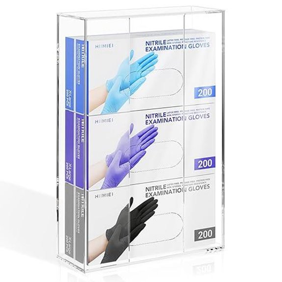 HIIMIEI Acrylic Wall Mount Glove Dispenser (3 Boxes)