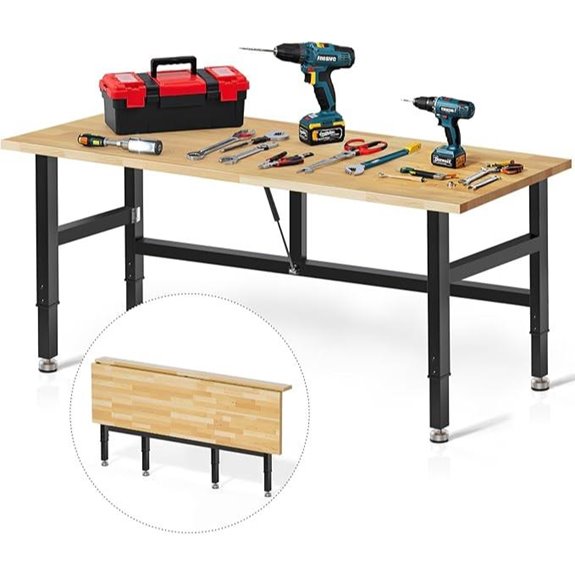 60” Adjustable Folding Workbench with 2000LBS Capacity