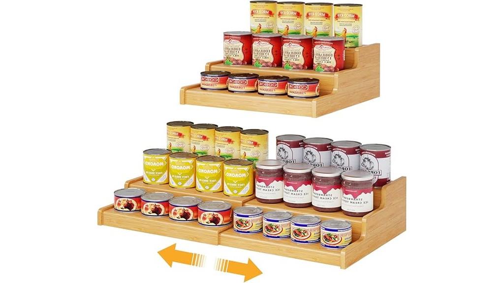 adjustable bamboo can rack