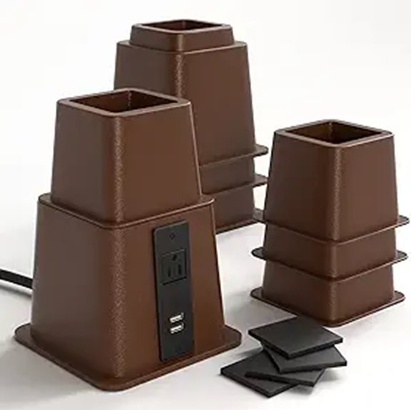 Home Intuition Adjustable Bed Risers with USB (4 Pack)