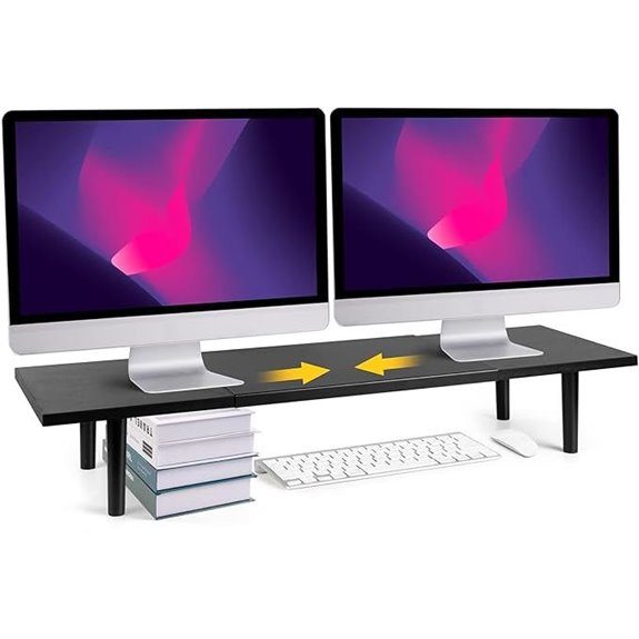 Dual Monitor Stand Riser for 2 Screens Adjustable Black