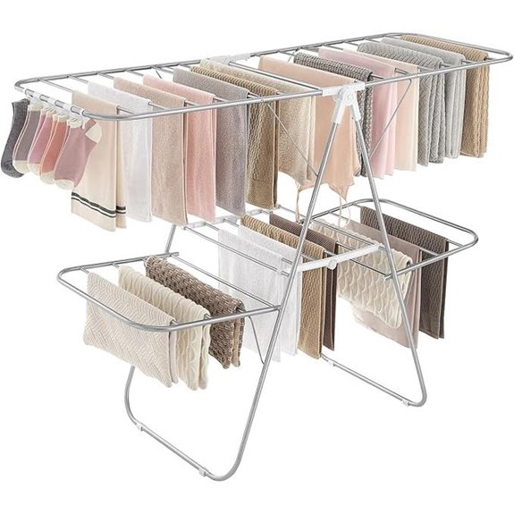 SONGMICS Foldable 2-Level Clothes Drying Rack