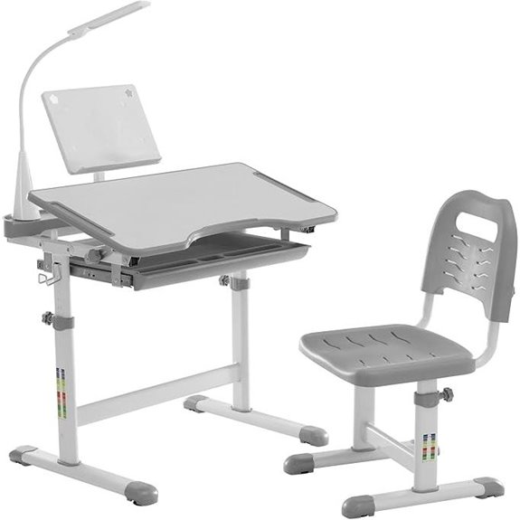 Diroan Kids Adjustable Desk and Chair Set with LED