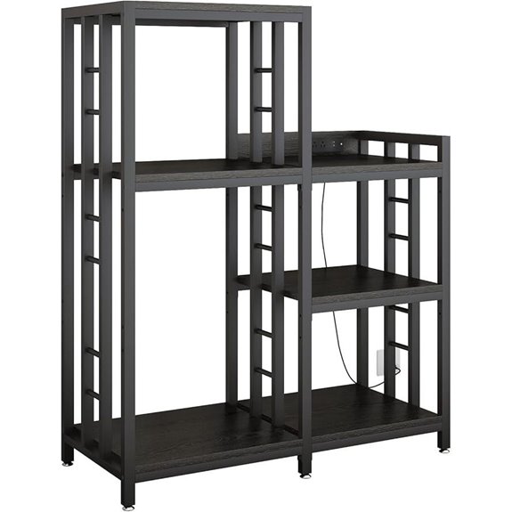 6-Tier Adjustable Mini Fridge Cabinet with Power Outlet