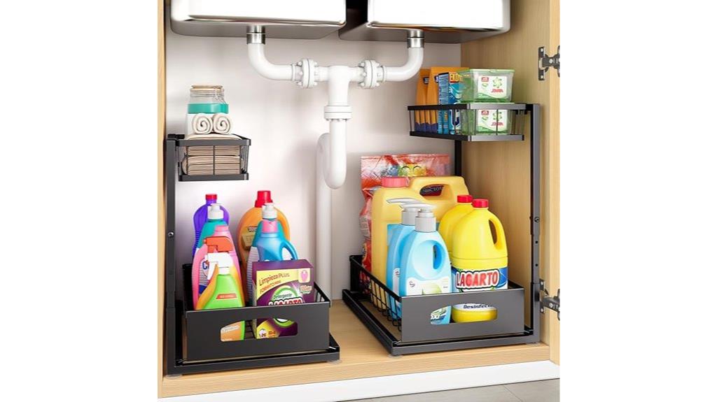 adjustable under sink shelves