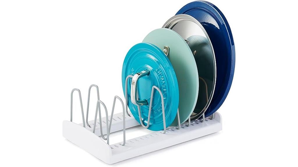 adjustable white pot lid organizer