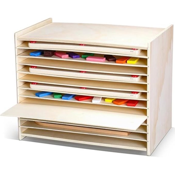 Wooden Puzzle Storage Rack with Adjustable Drawers