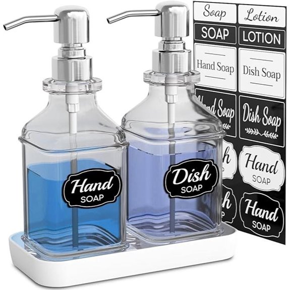 2-Pack Antique Glass Soap Dispensers with Stainless Steel Pumps