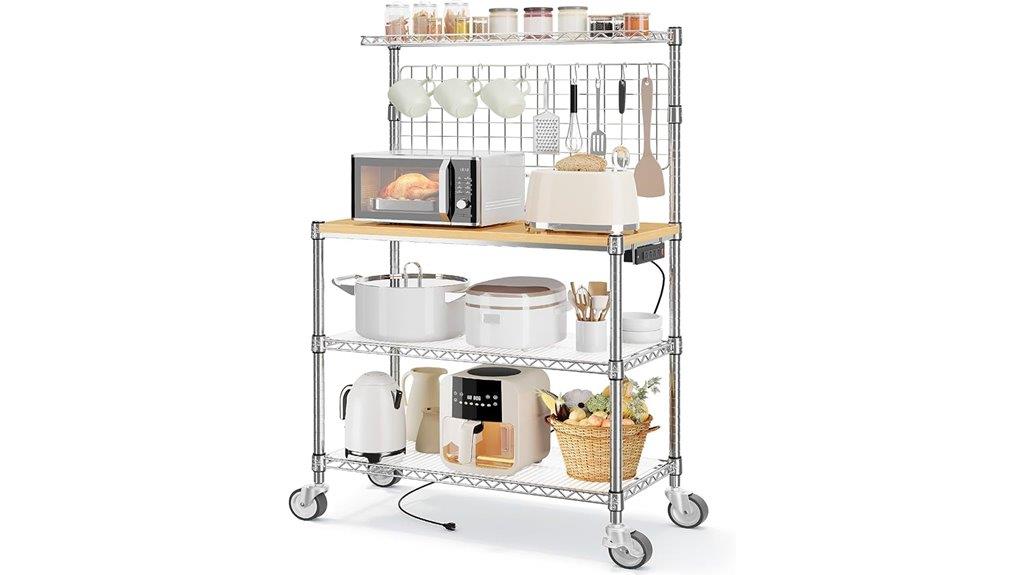 bakers rack with outlets