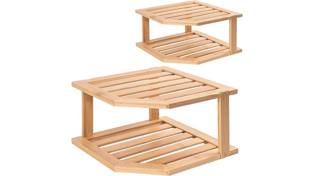 bamboo 2 tier shelf