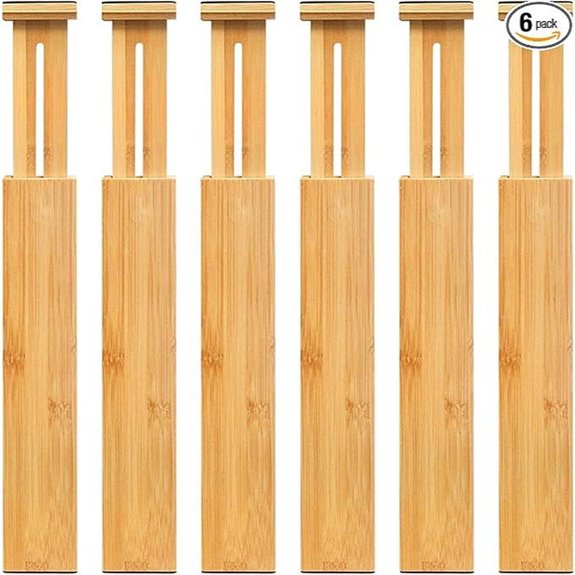 VaeFae Expandable Bamboo Drawer Dividers (6-Pack)