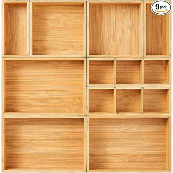 Fabsome Bamboo Drawer Organizer Set of 9