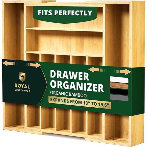 Royal Craft Wood Bamboo Utensil Drawer Organizer