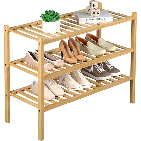 3-Tier Bamboo Shoe Rack for Closet Storage