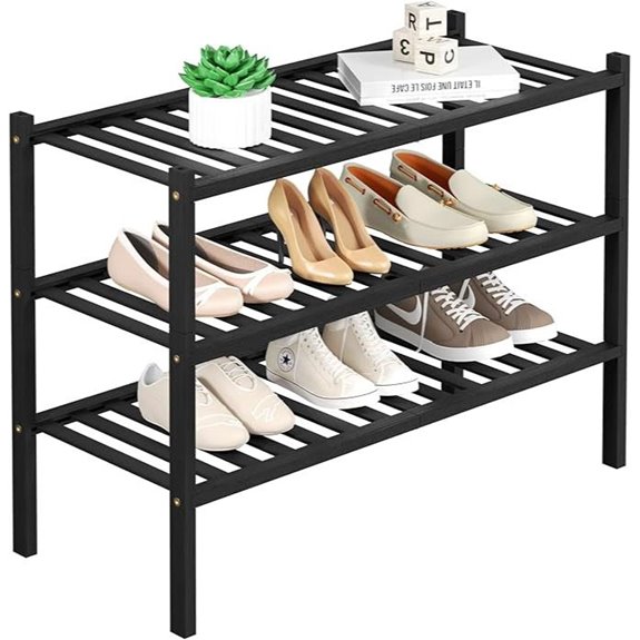 3-Tier Bamboo Shoe Rack for Closet Storage