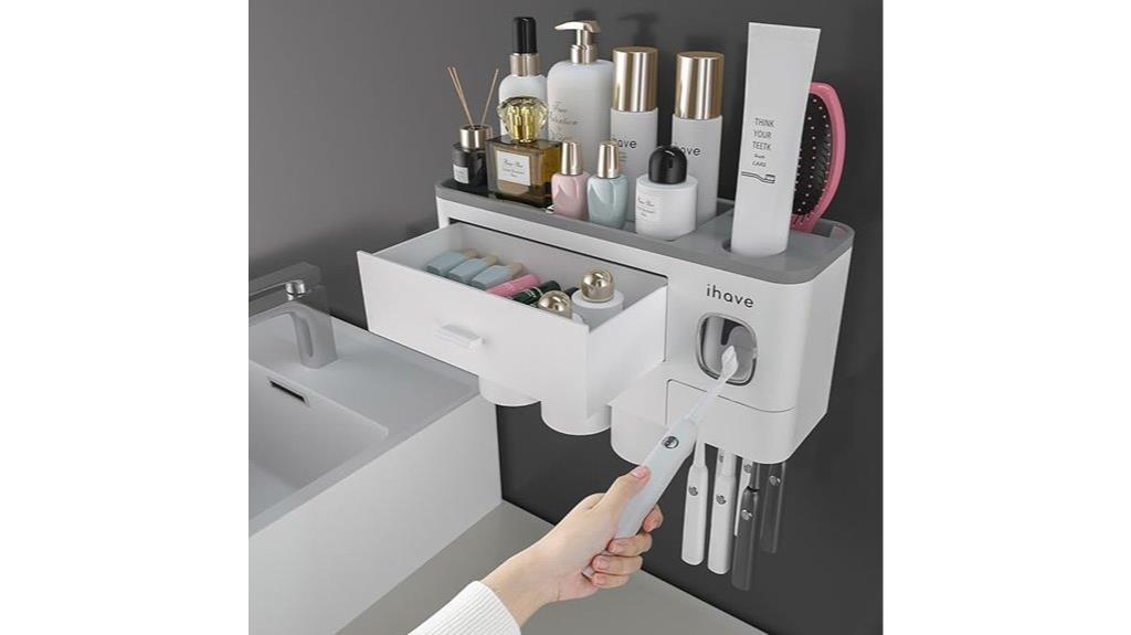 bathroom toothbrush holder with dispenser