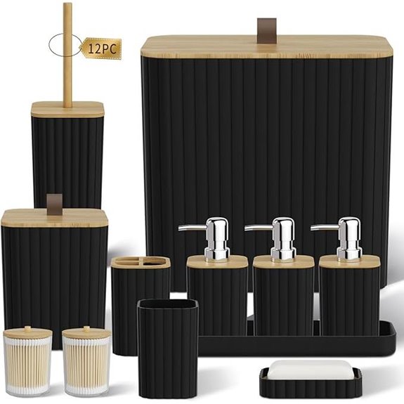 Black 12-Piece Bathroom Accessories Set