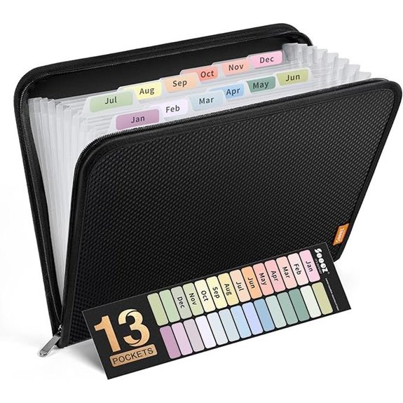 Sooez 13-Pocket Accordion File Organizer Black